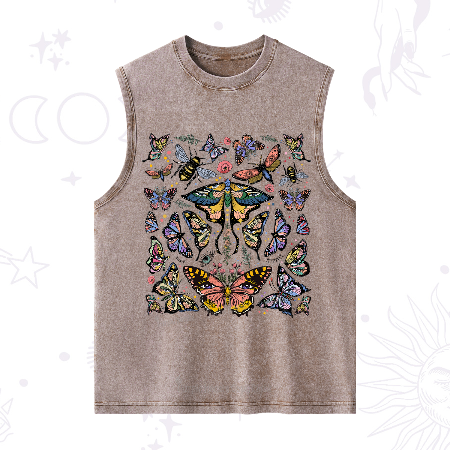 Purplehecate Mystical Butterfly & Moth Washed Tank