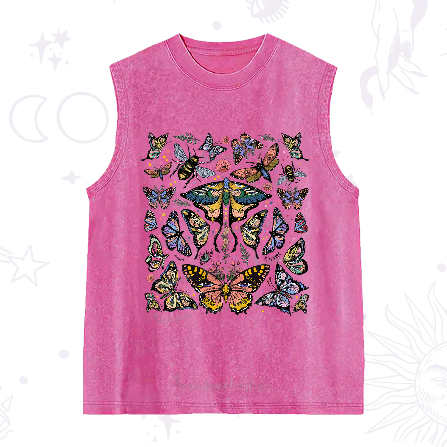 Purplehecate Mystical Butterfly & Moth Washed Tank