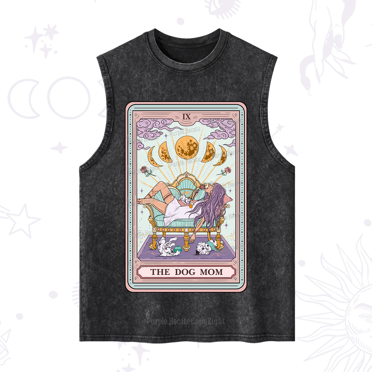 Purplehecate The Dog Mom Tarot Card Washed Tank