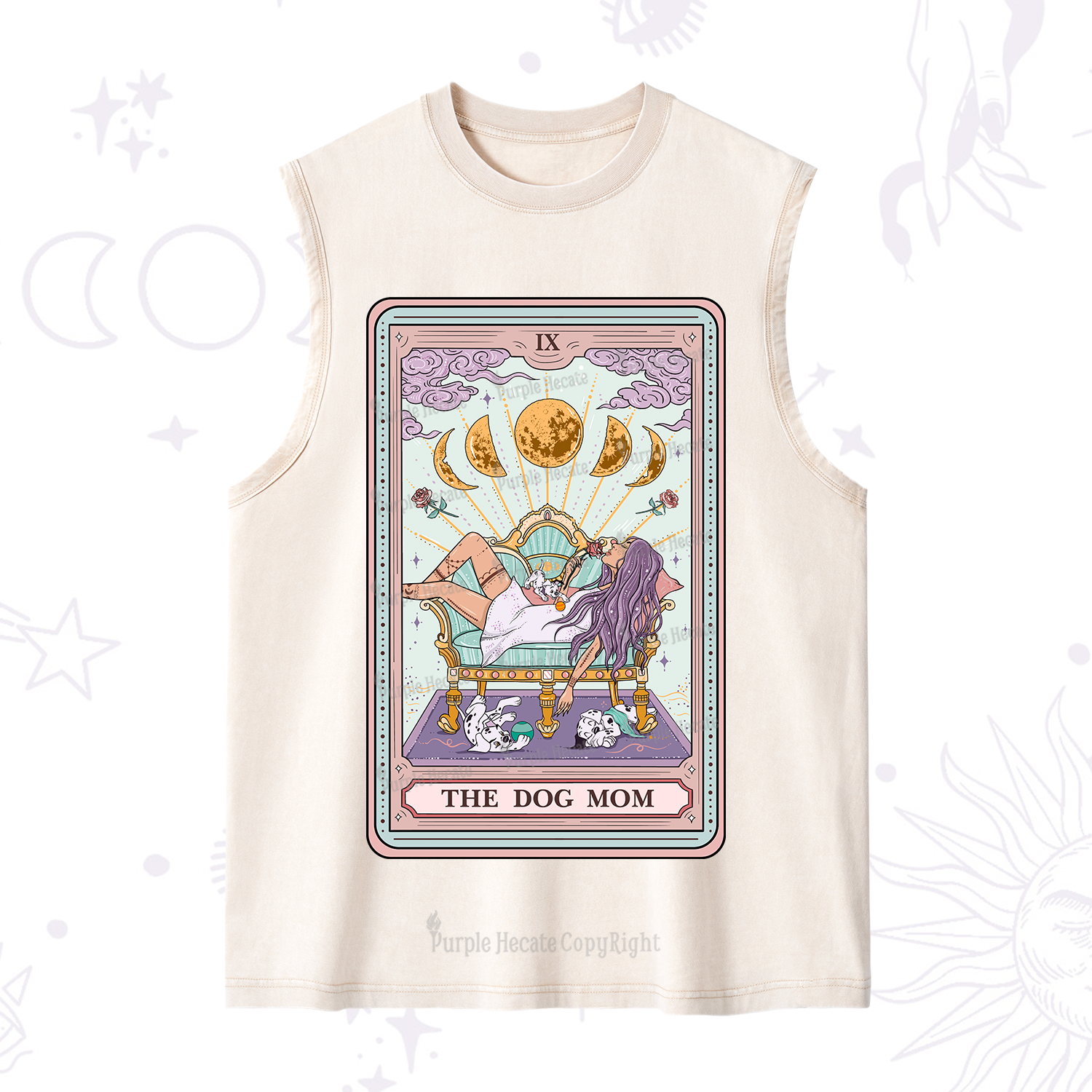 Purplehecate The Dog Mom Tarot Card Washed Tank
