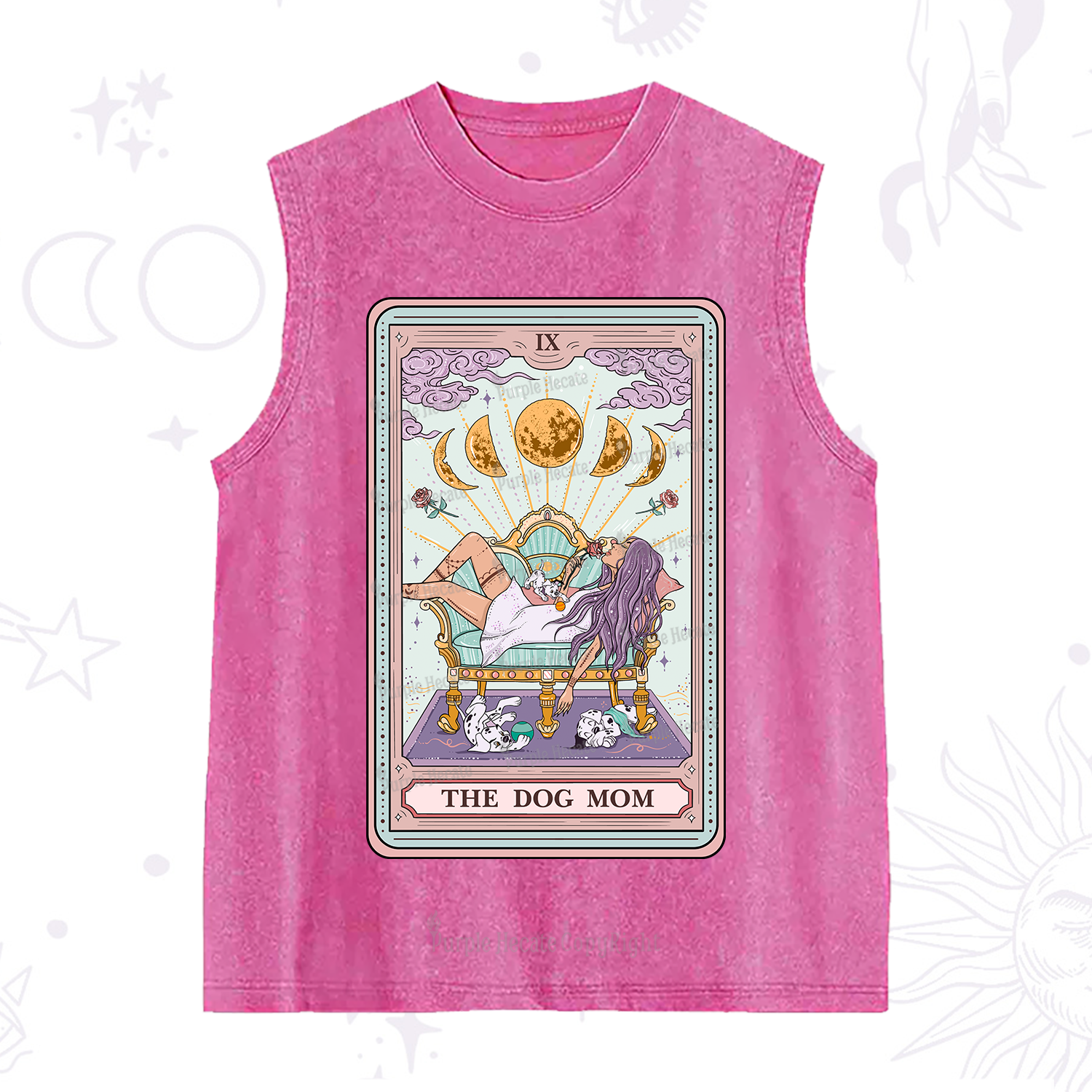 Purplehecate The Dog Mom Tarot Card Washed Tank