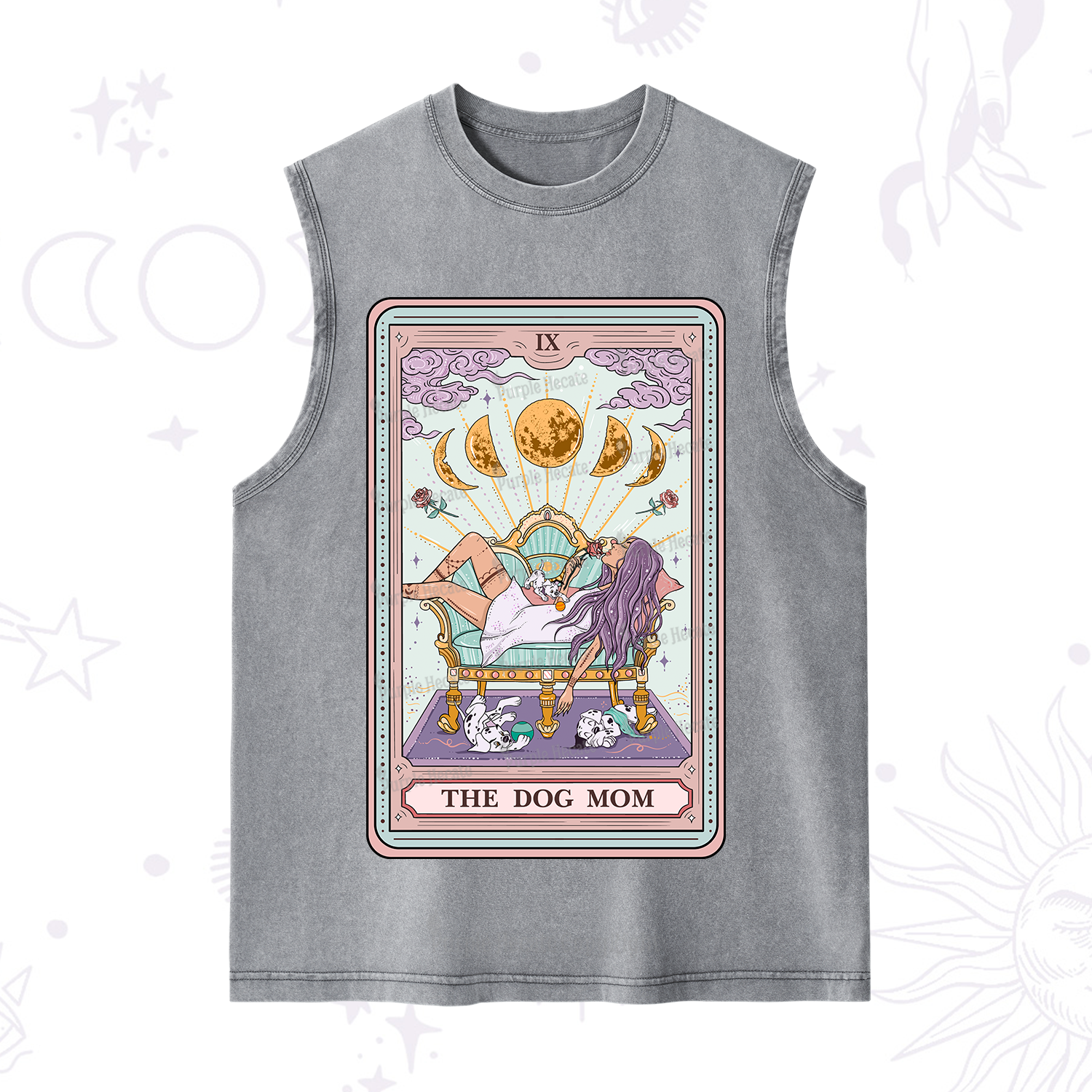 Purplehecate The Dog Mom Tarot Card Washed Tank