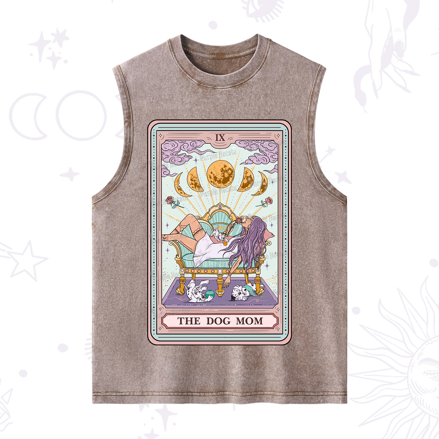 Purplehecate The Dog Mom Tarot Card Washed Tank
