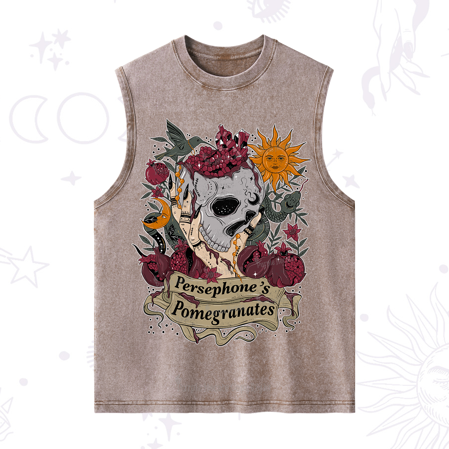 Purplehecate Persephone's Pomegranates Washed Tank