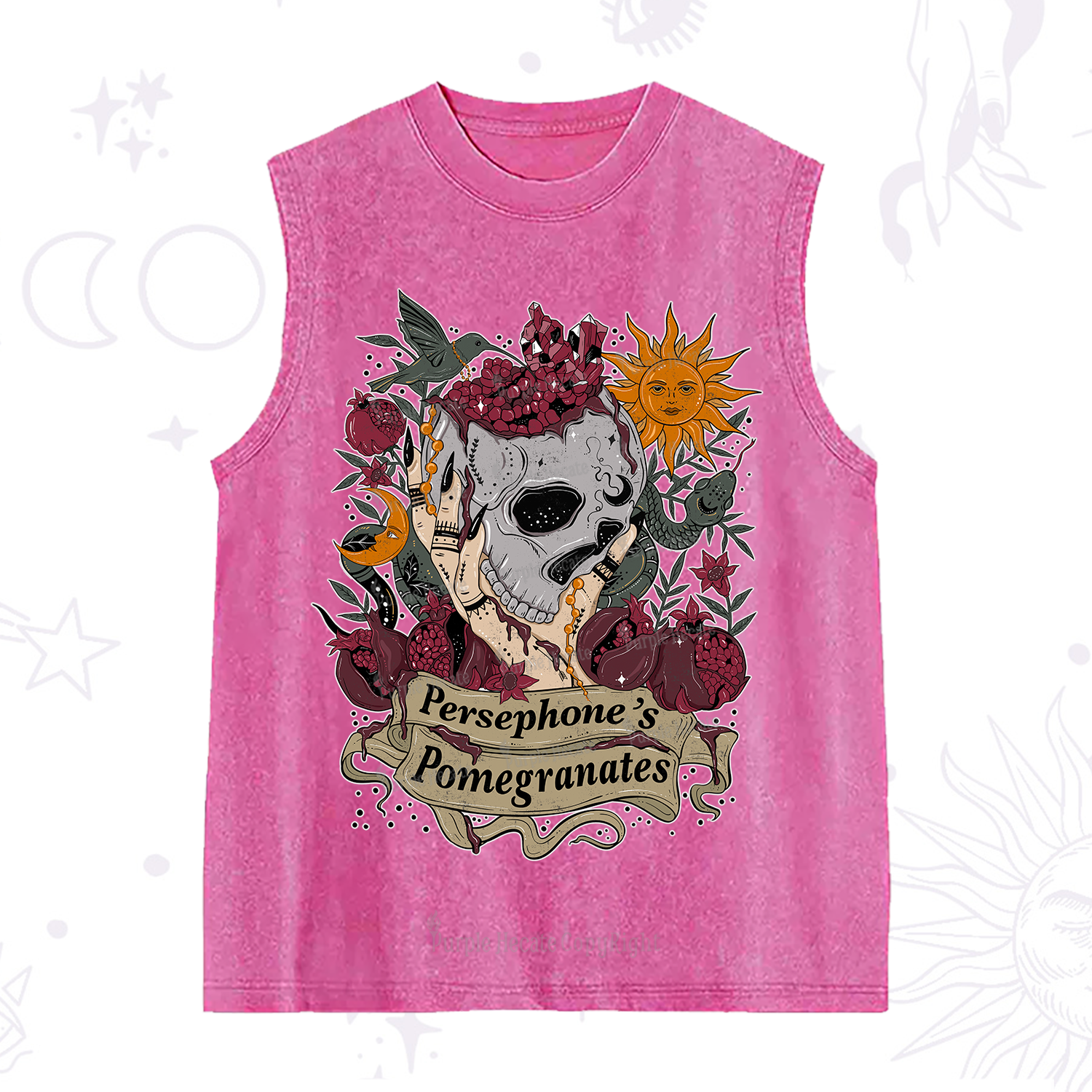Purplehecate Persephone's Pomegranates Washed Tank