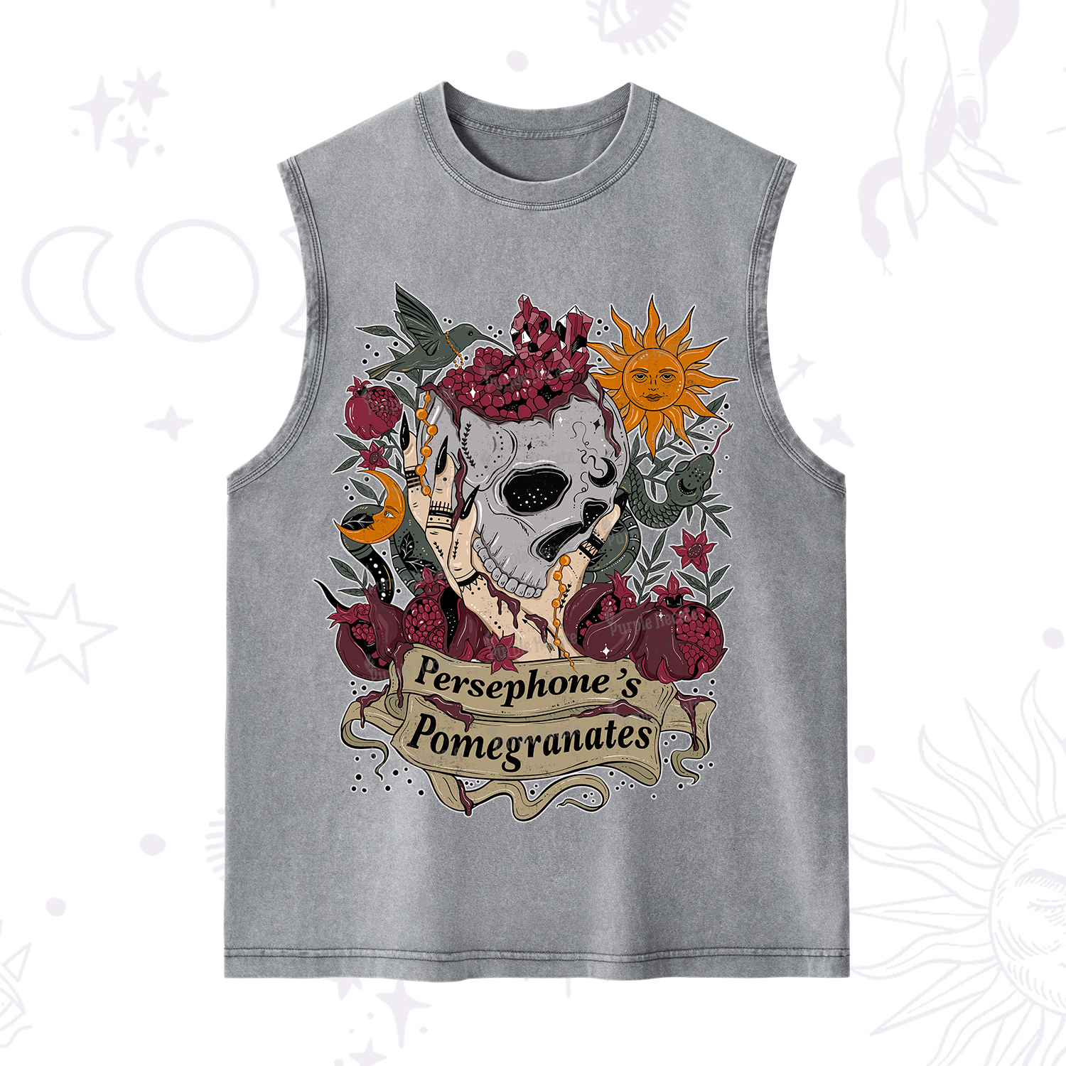 Purplehecate Persephone's Pomegranates Washed Tank