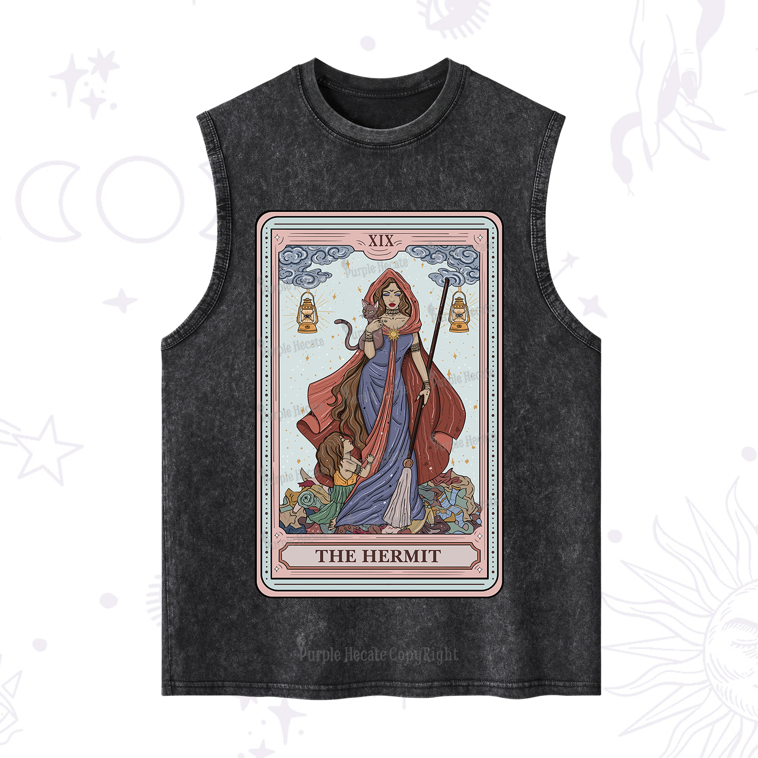Purplehecate The Hermit Tarot Card Washed Tank