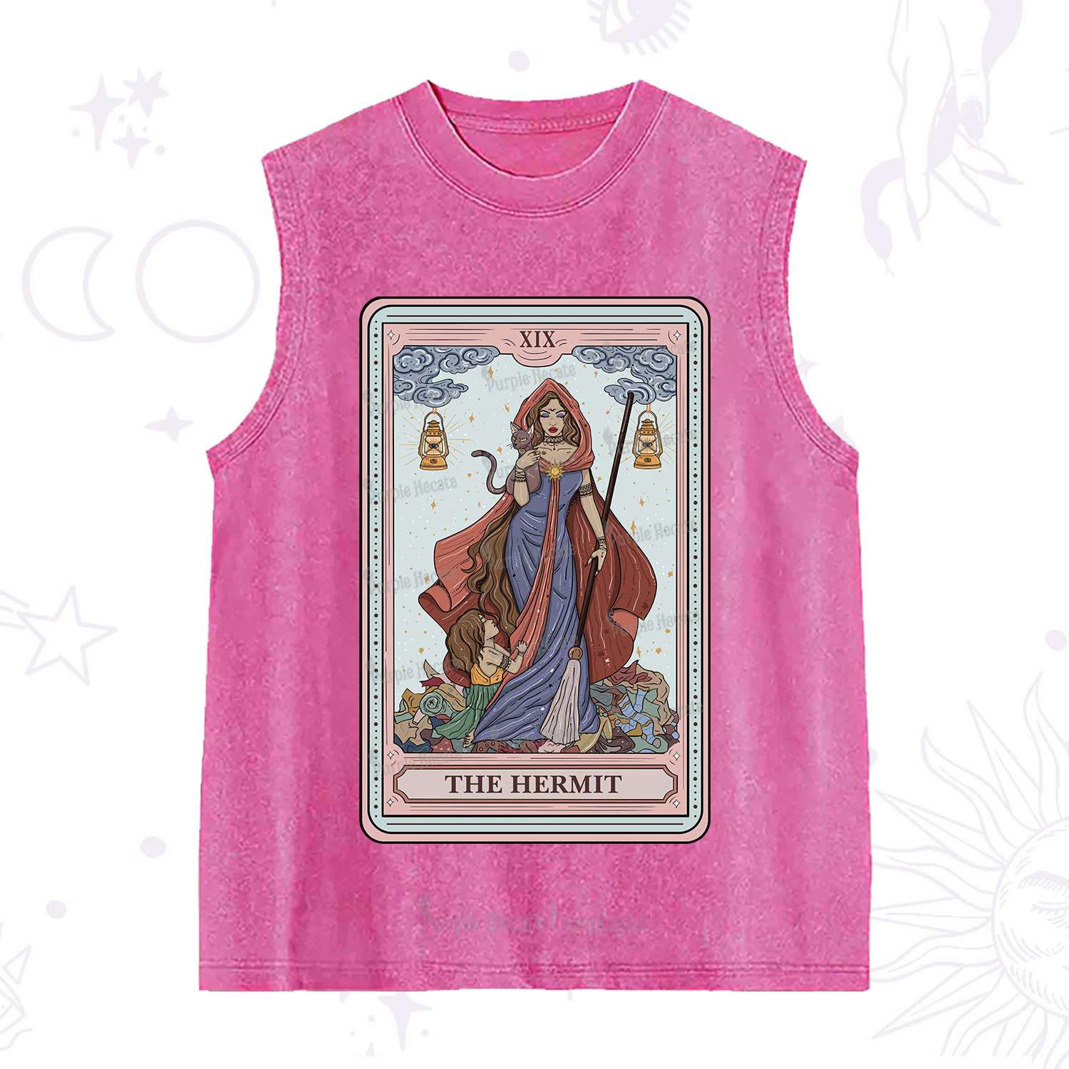 Purplehecate The Hermit Tarot Card Washed Tank