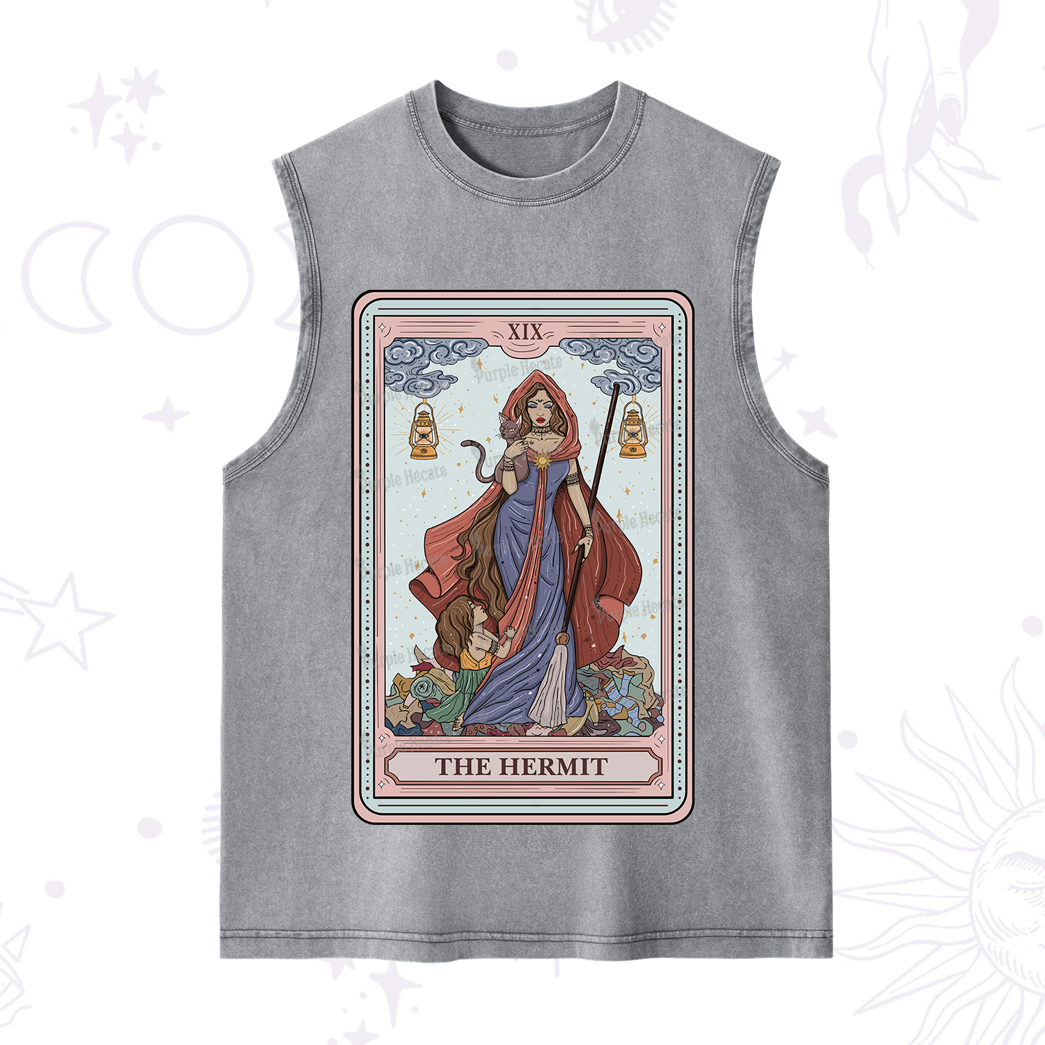Purplehecate The Hermit Tarot Card Washed Tank