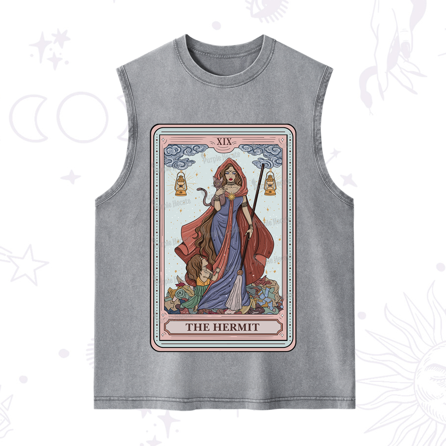 Purplehecate The Hermit Tarot Card Washed Tank