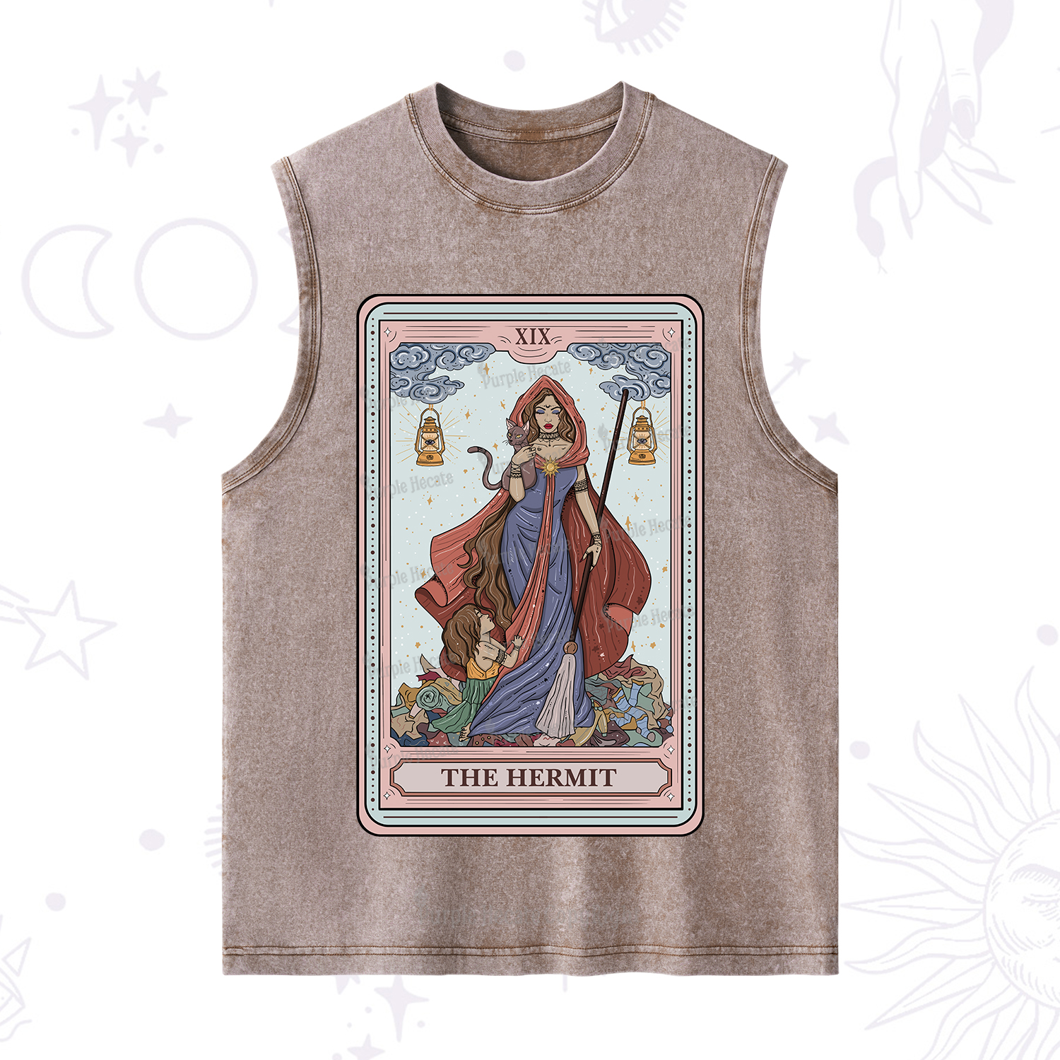 Purplehecate The Hermit Tarot Card Washed Tank