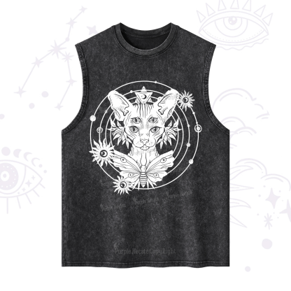 Purplehecate Mystic Sphynx Cat Lover Washed Tank