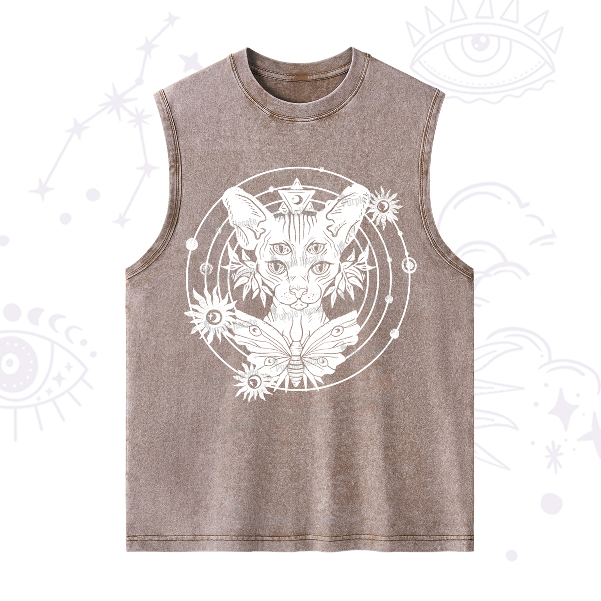 Purplehecate Mystic Sphynx Cat Lover Washed Tank