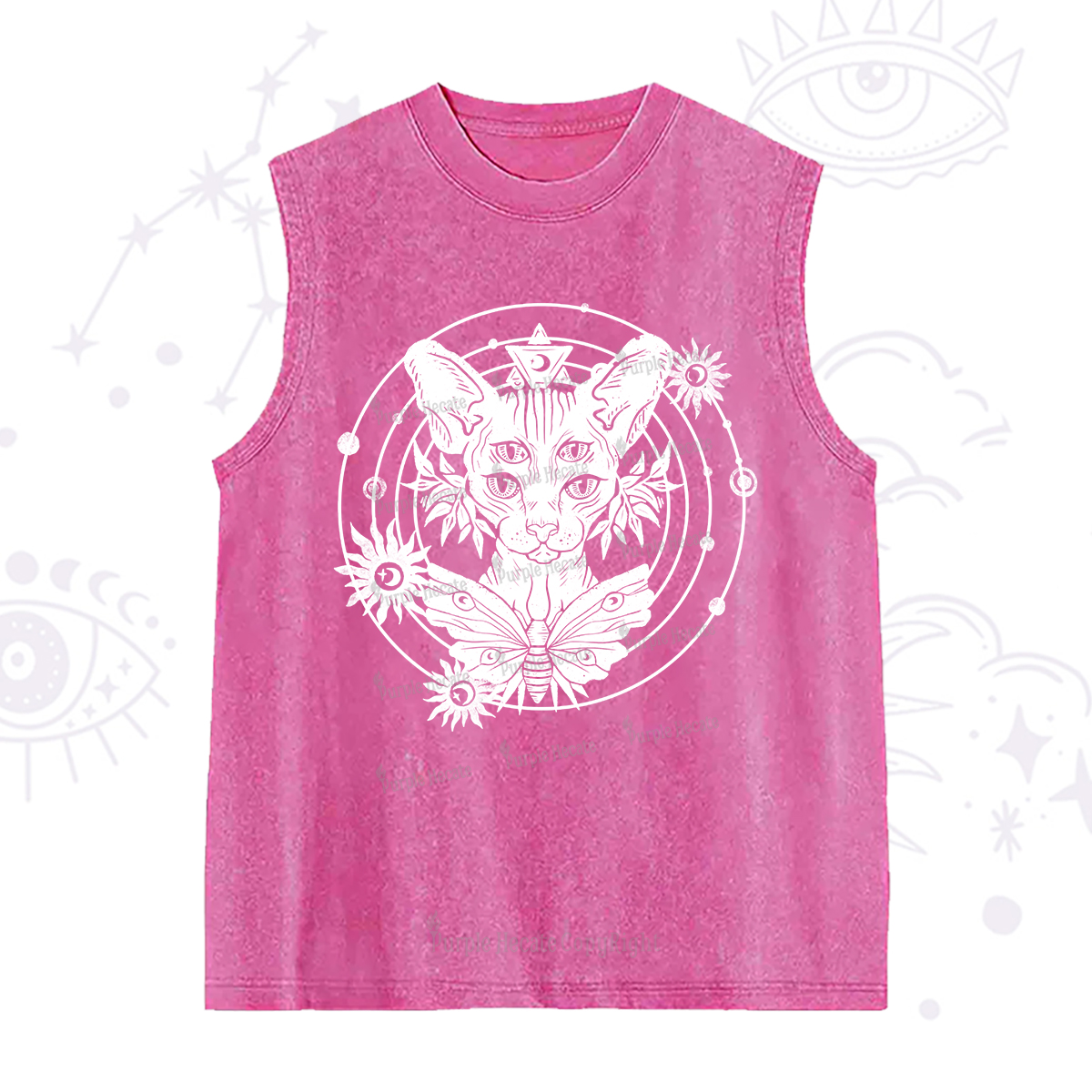 Purplehecate Mystic Sphynx Cat Lover Washed Tank