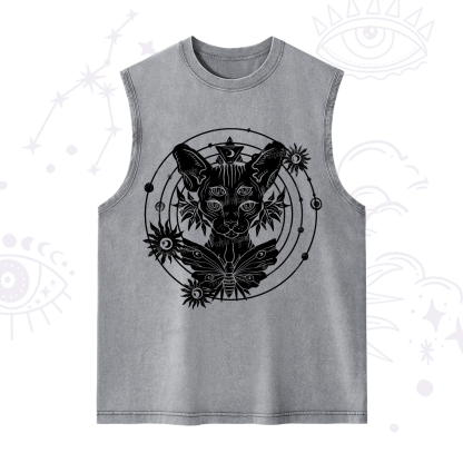 Purplehecate Mystic Sphynx Cat Lover Washed Tank