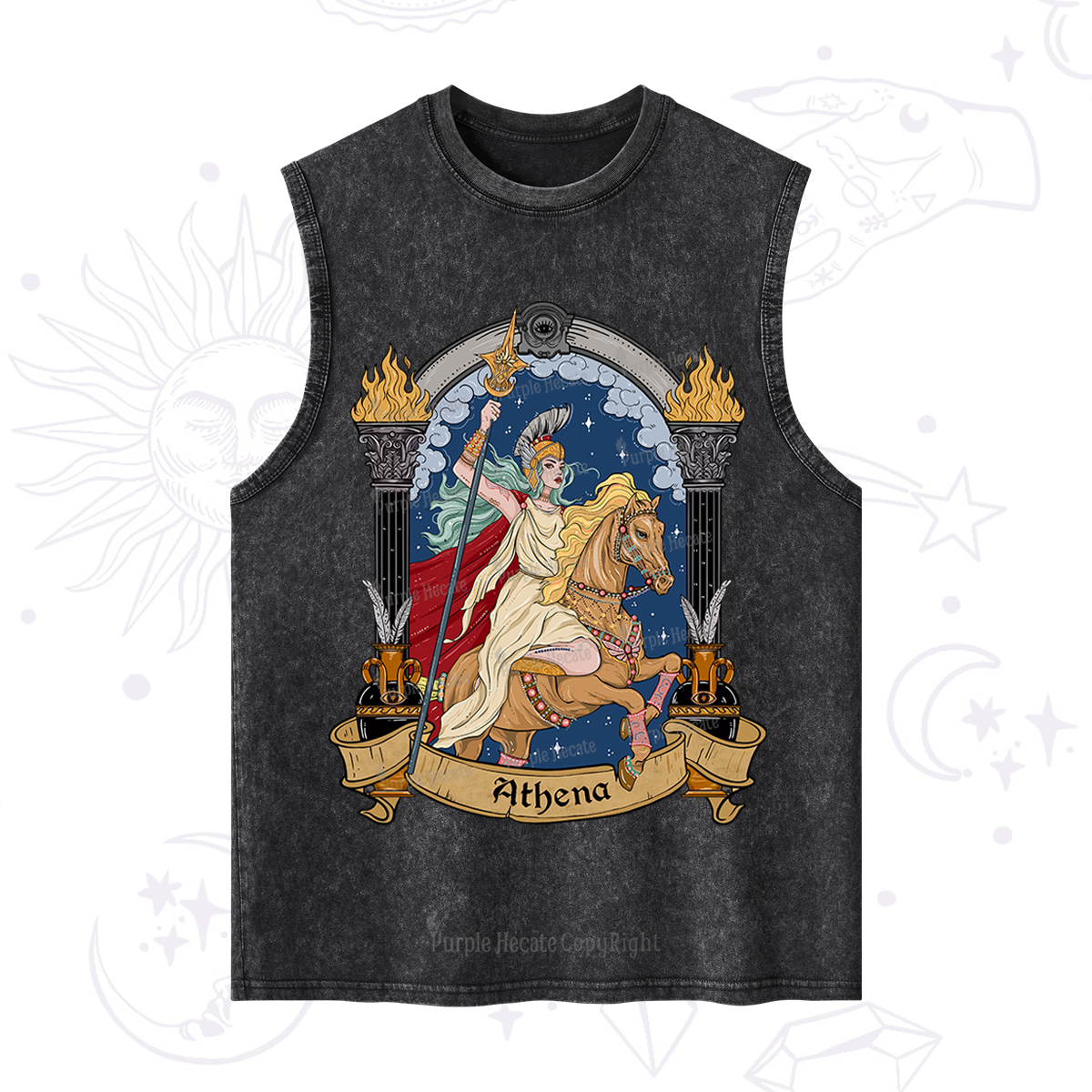 Purplehecate The Mighty Goddess Athena Washed Tank