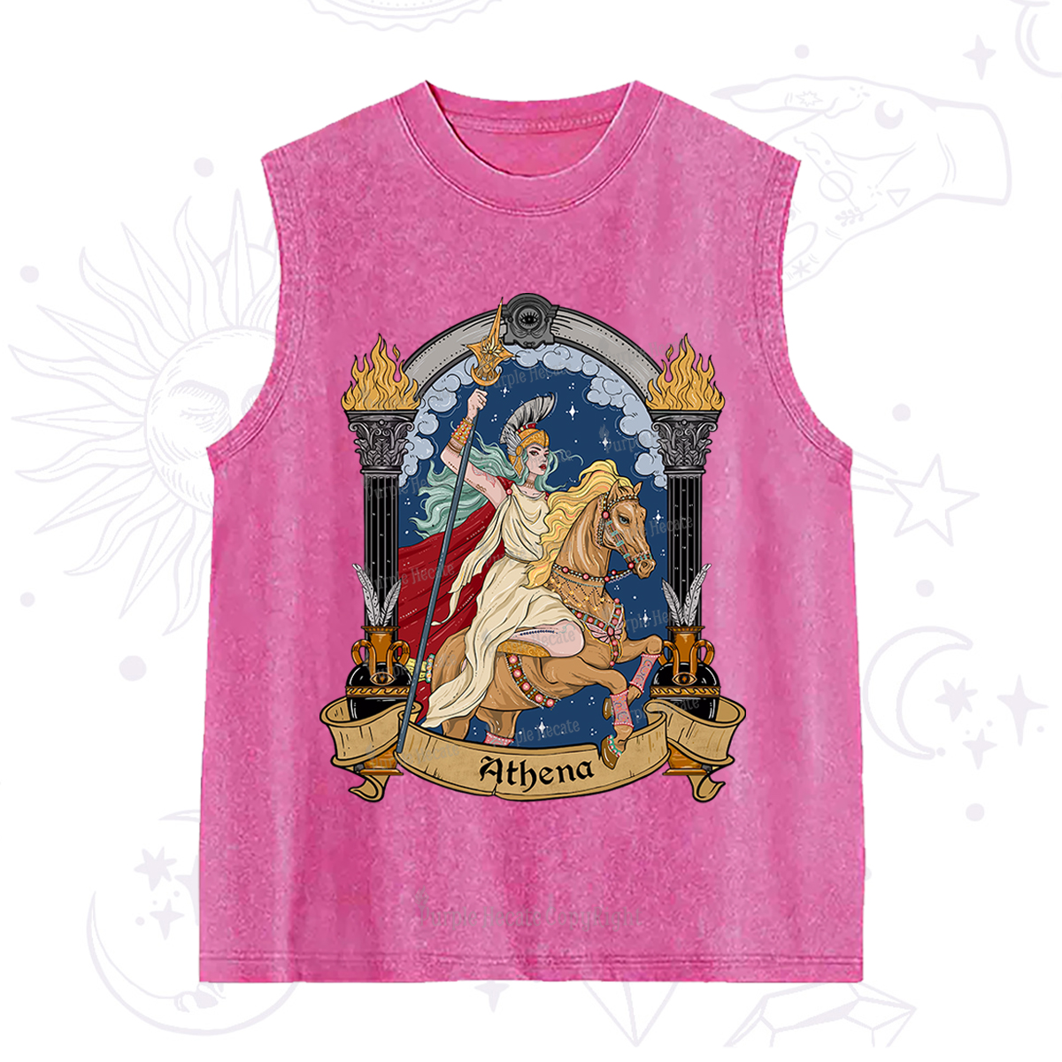 Purplehecate The Mighty Goddess Athena Washed Tank