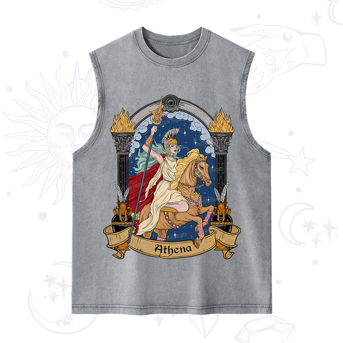 Purplehecate The Mighty Goddess Athena Washed Tank