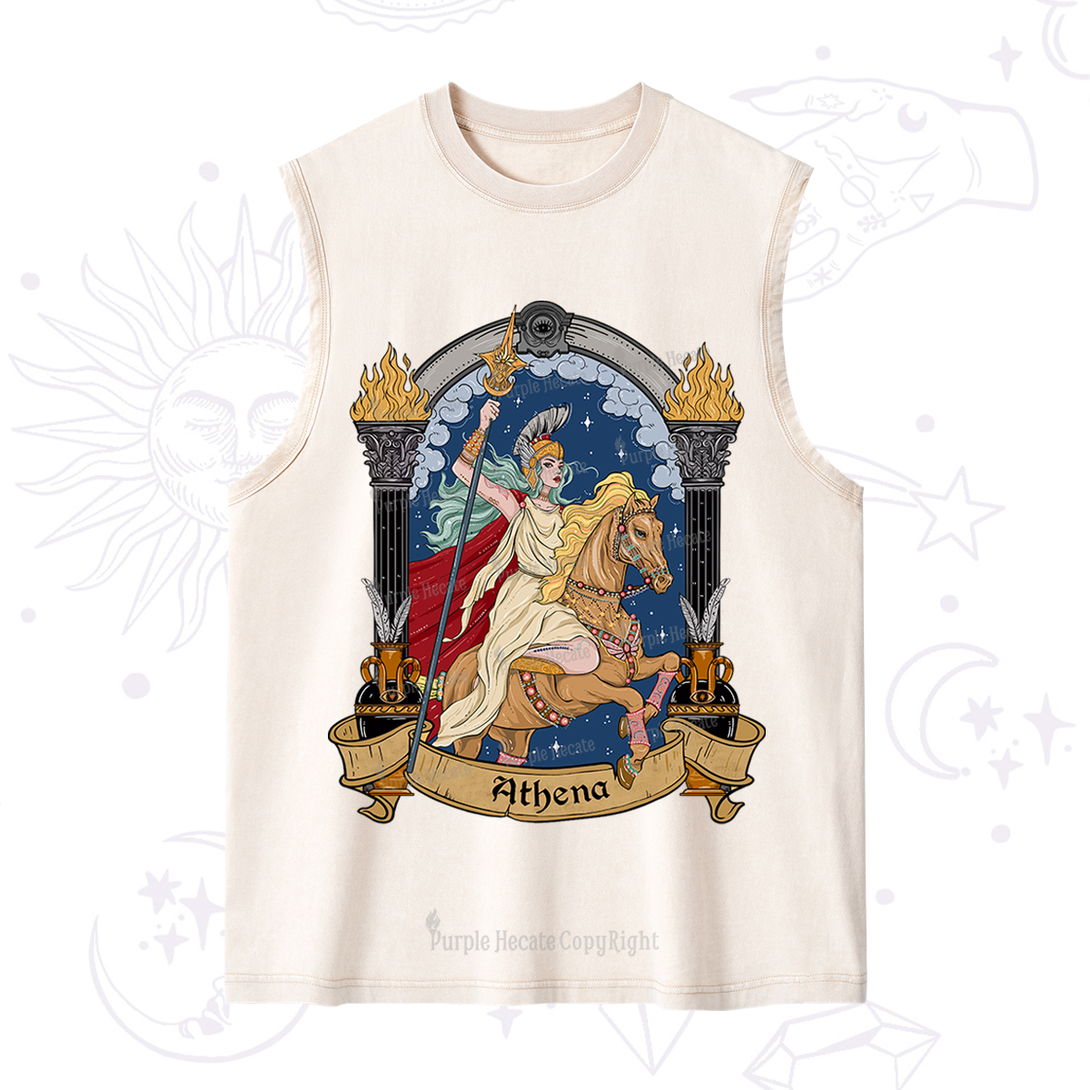 Purplehecate The Mighty Goddess Athena Washed Tank