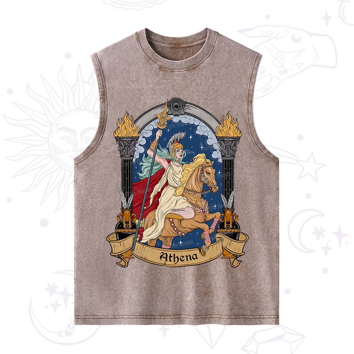Purplehecate The Mighty Goddess Athena Washed Tank