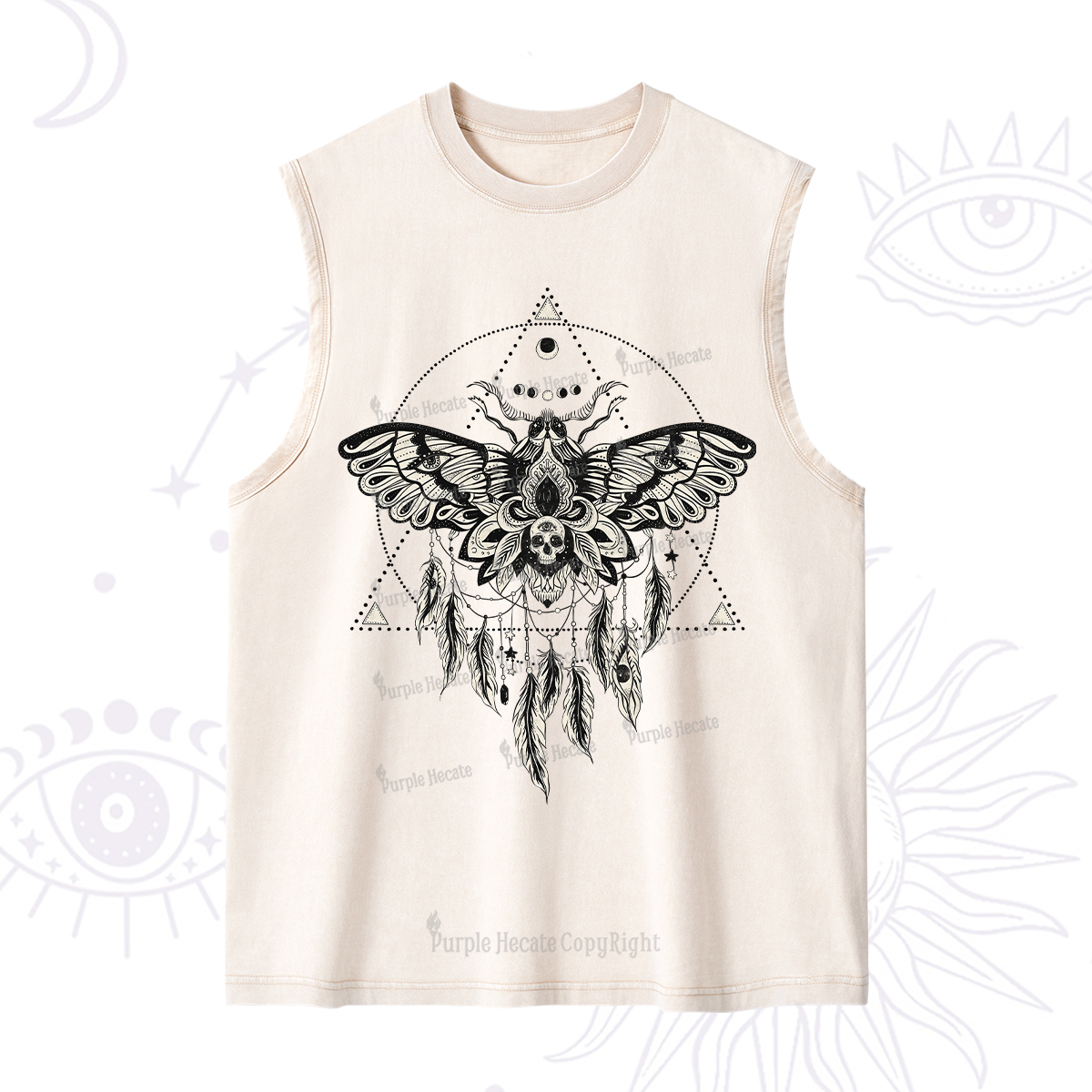 Purplehecate Mystical Luna Moth Washed Tank