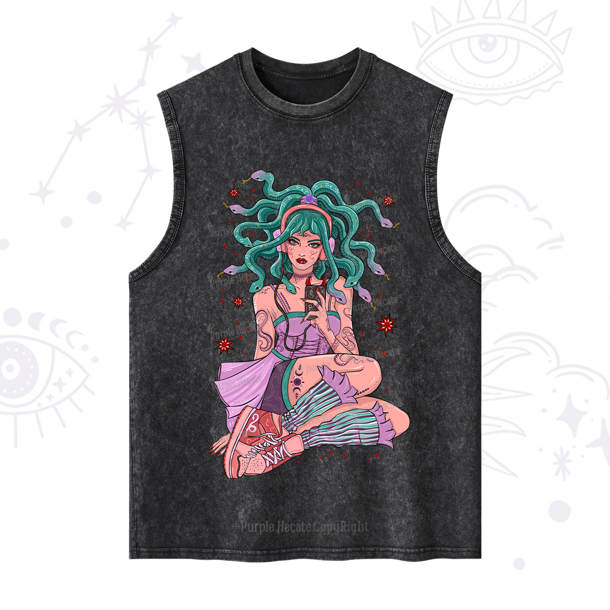 Purplehecate Gorgon Medusa Washed Tank