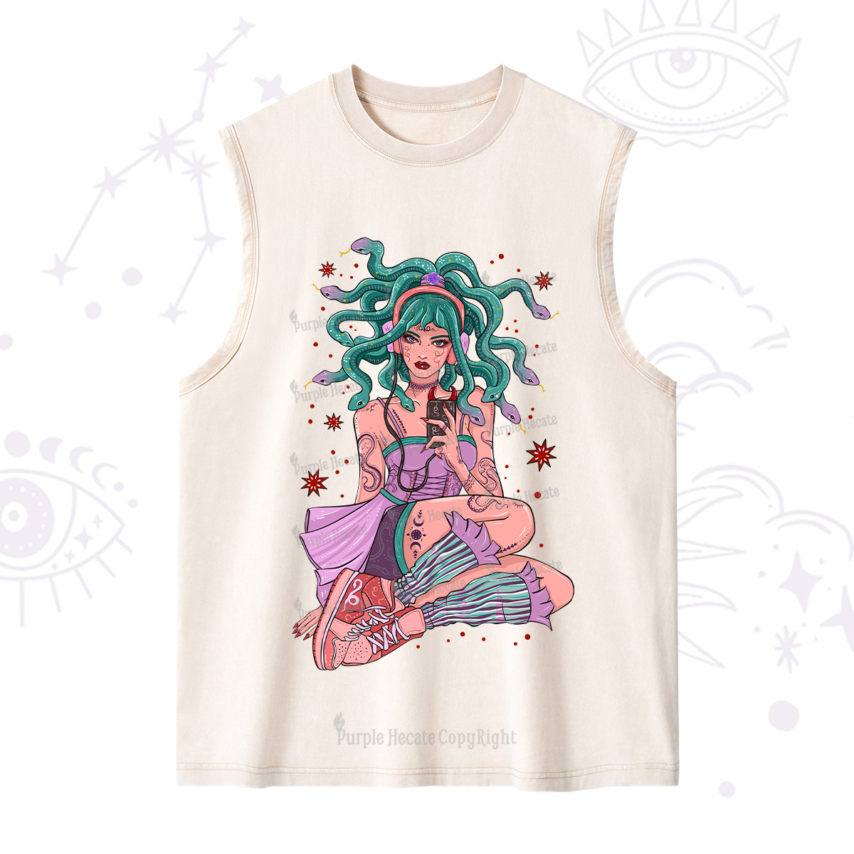 Purplehecate Gorgon Medusa Washed Tank