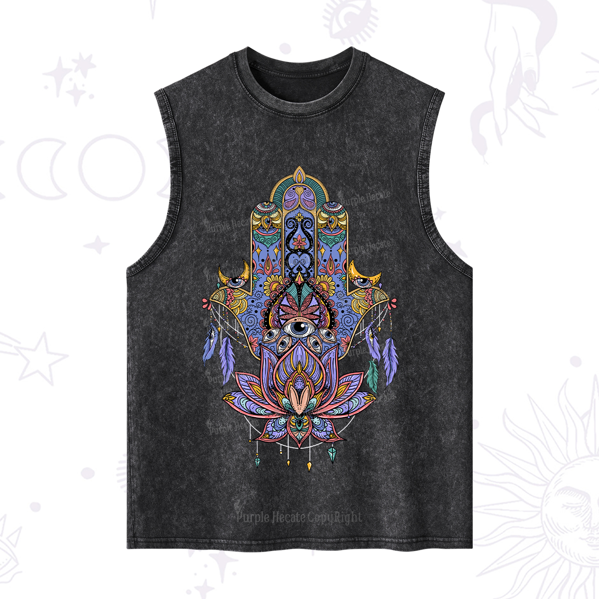 Purplehecate Hamsa Evil Eye Washed Tank