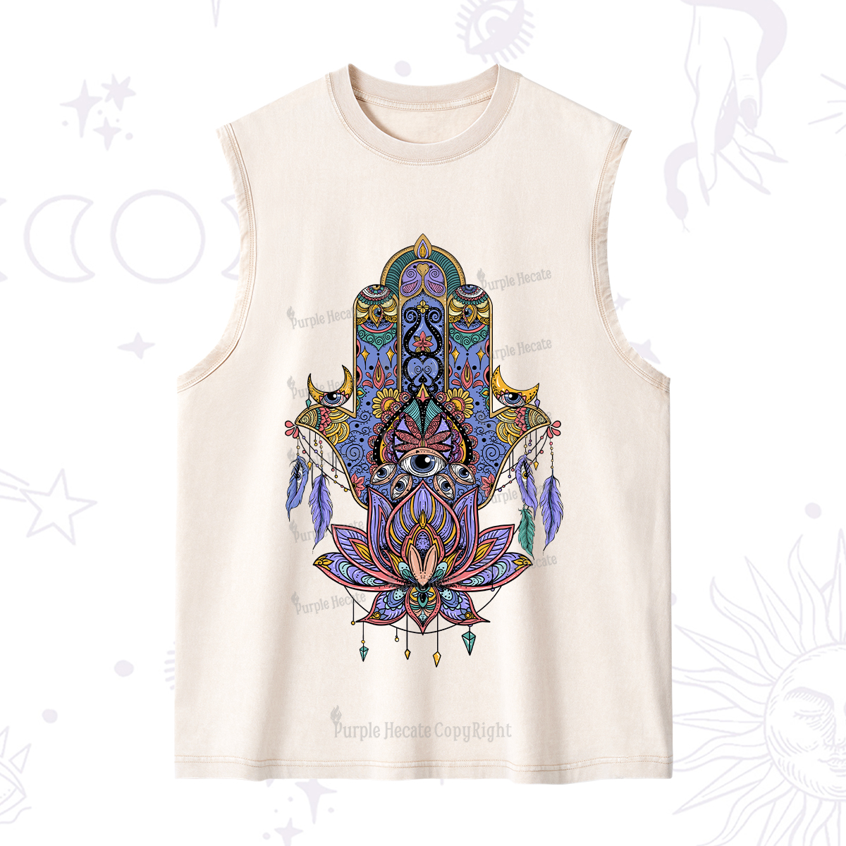 Purplehecate Hamsa Evil Eye Washed Tank