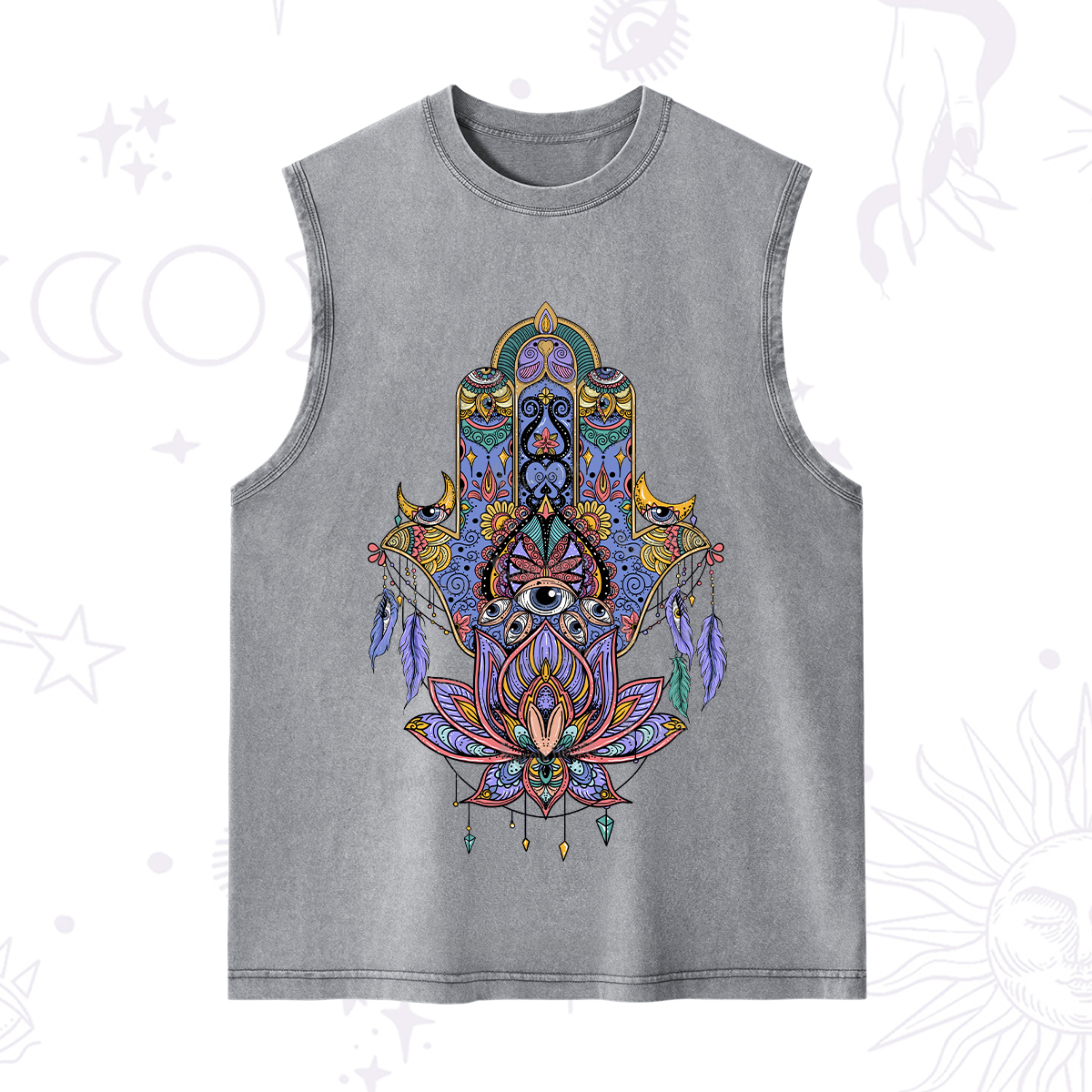 Purplehecate Hamsa Evil Eye Washed Tank