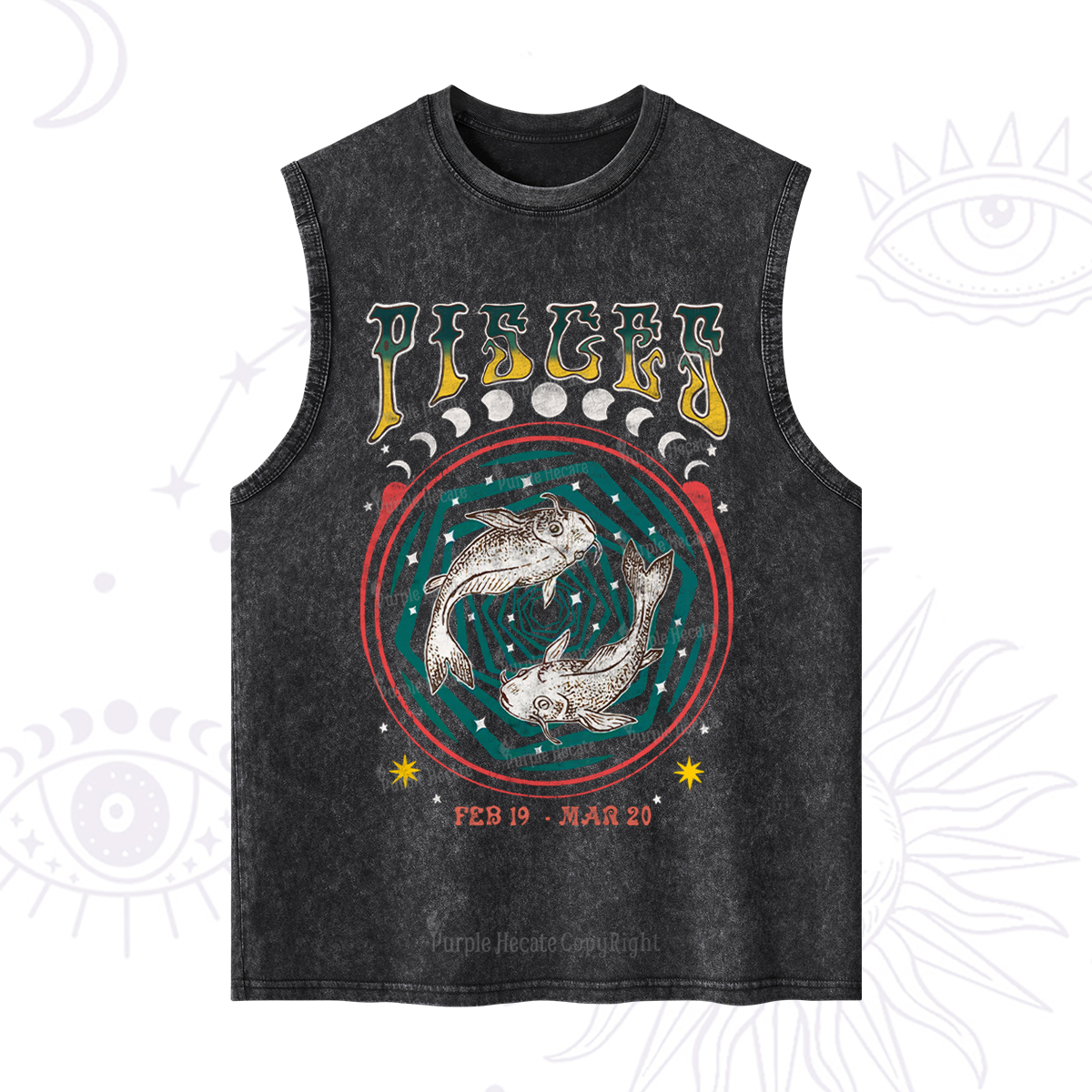 Purplehecate Pisces Crew Zodiac Washed Tank
