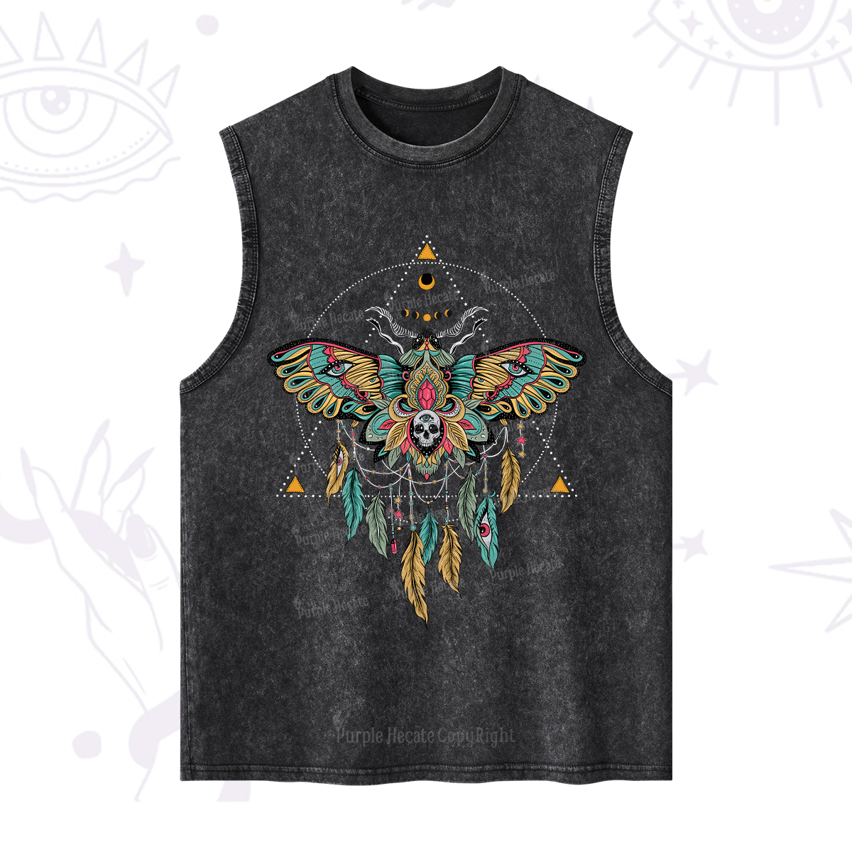 Purplehecate Dreamcatcher Moth Wings Washed Tank