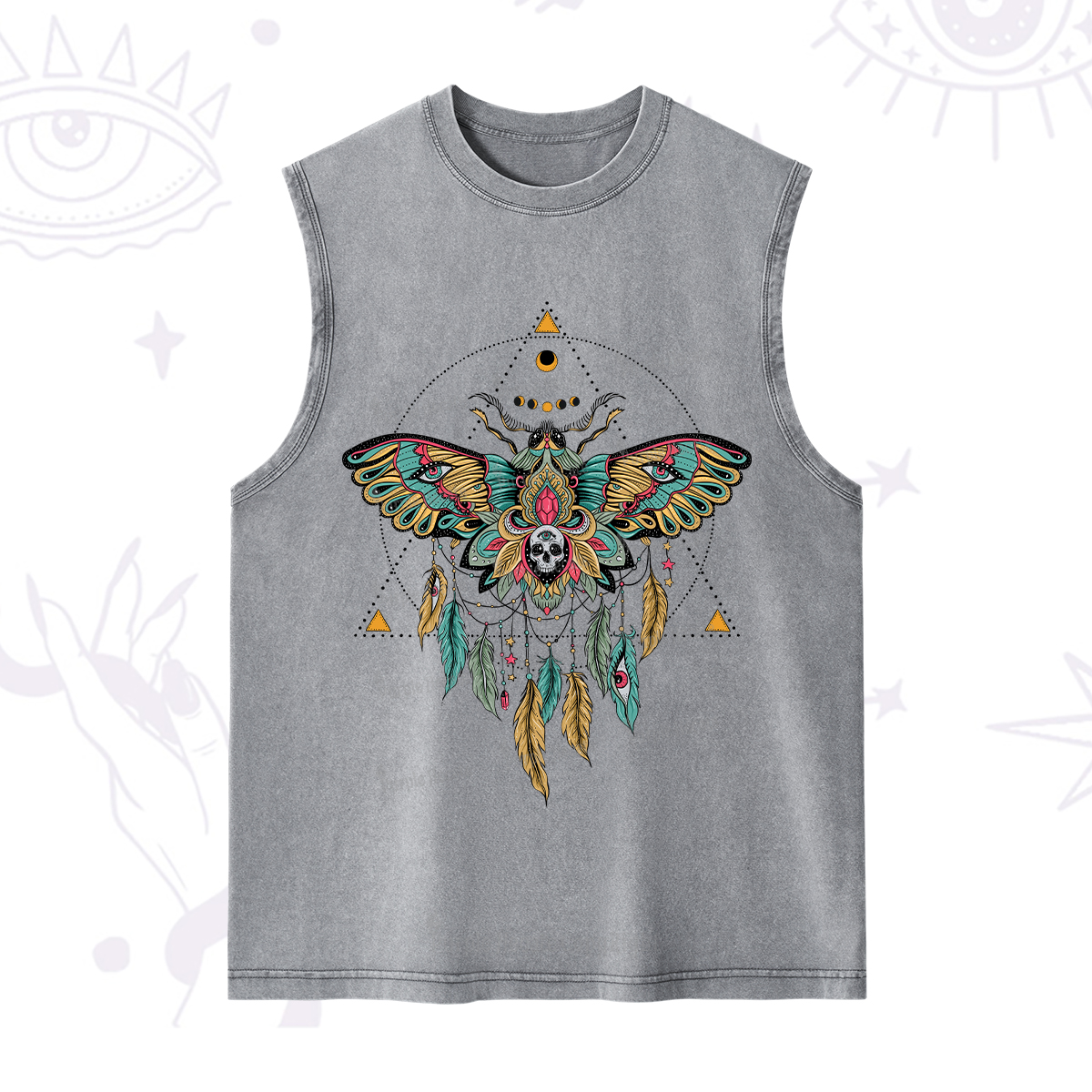 Purplehecate Dreamcatcher Moth Wings Washed Tank