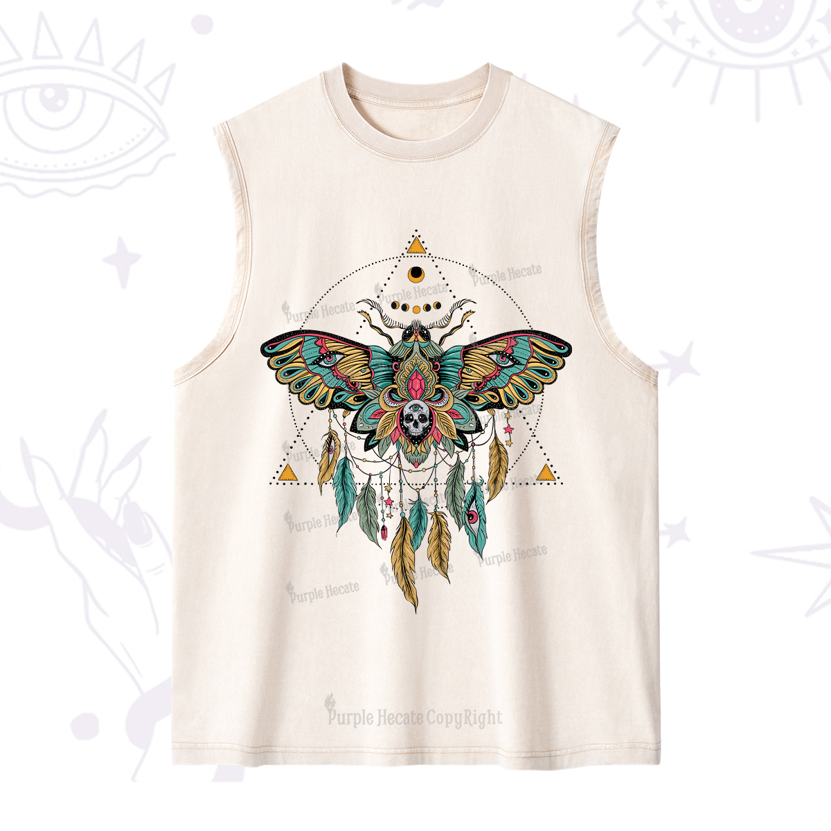 Purplehecate Dreamcatcher Moth Wings Washed Tank