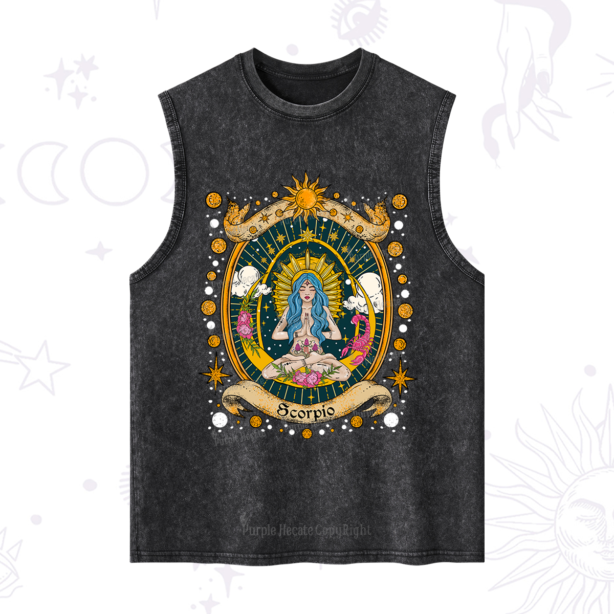 Purplehecate Scorpio Celestial Charm Zodiac Washed Tank