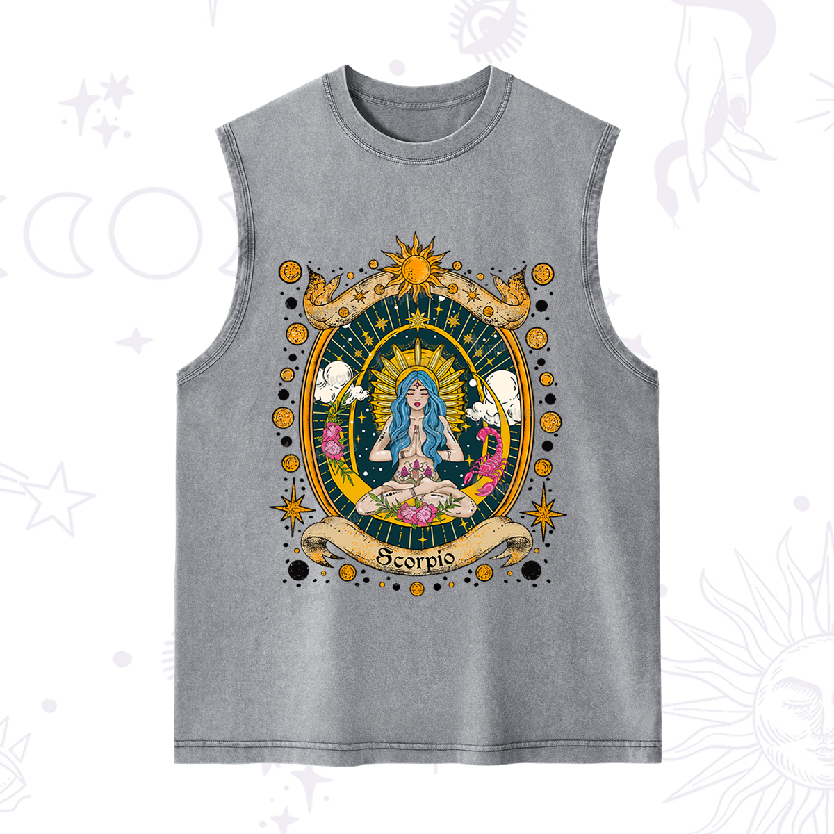 Purplehecate Scorpio Celestial Charm Zodiac Washed Tank