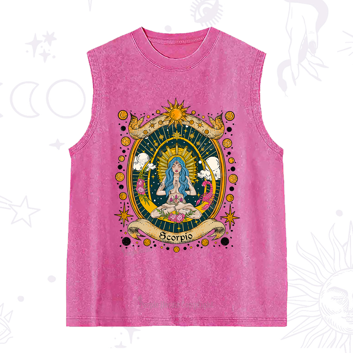 Purplehecate Scorpio Celestial Charm Zodiac Washed Tank