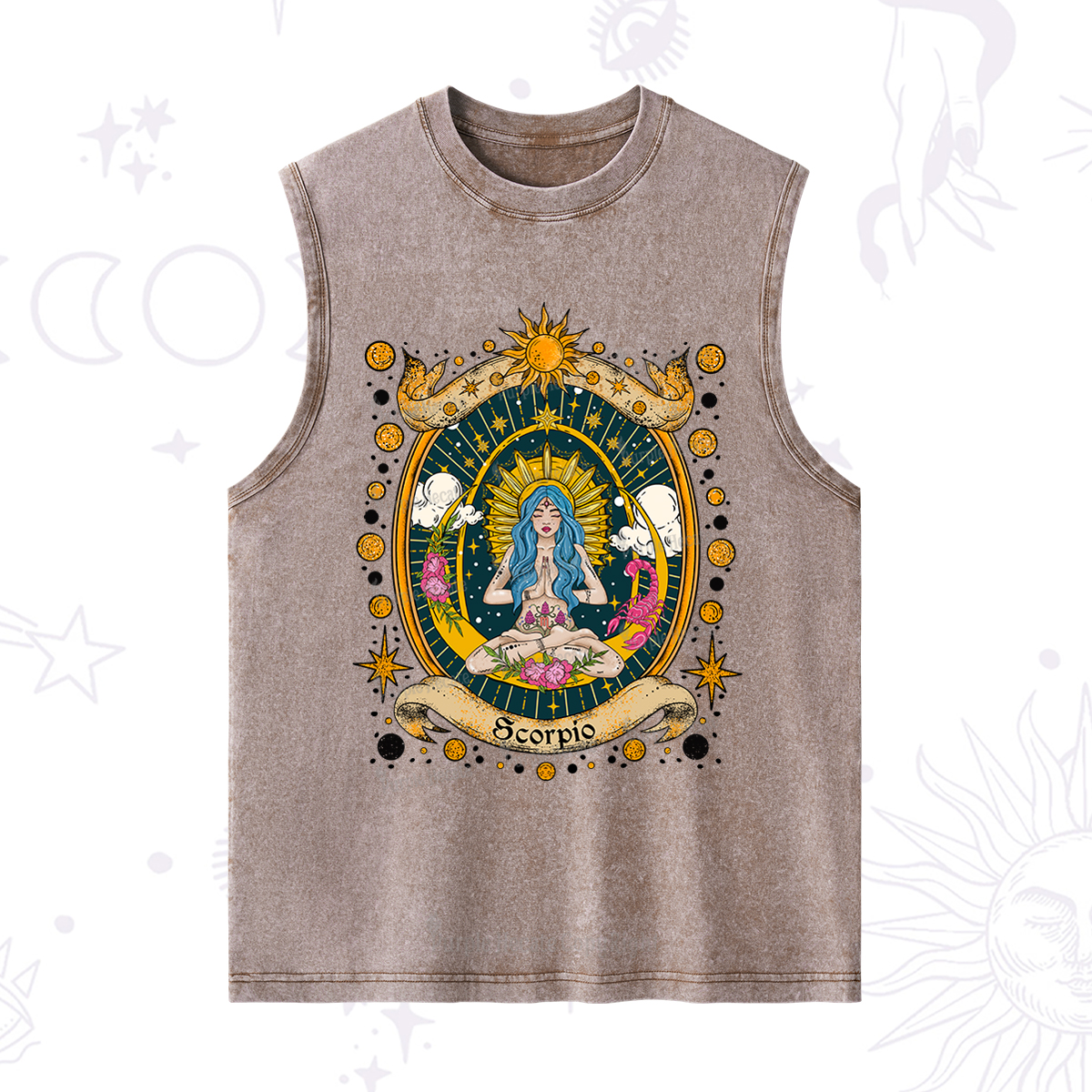 Purplehecate Scorpio Celestial Charm Zodiac Washed Tank
