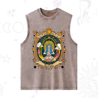 Purplehecate Scorpio Celestial Charm Zodiac Washed Tank