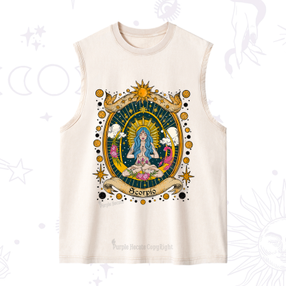 Purplehecate Scorpio Celestial Charm Zodiac Washed Tank