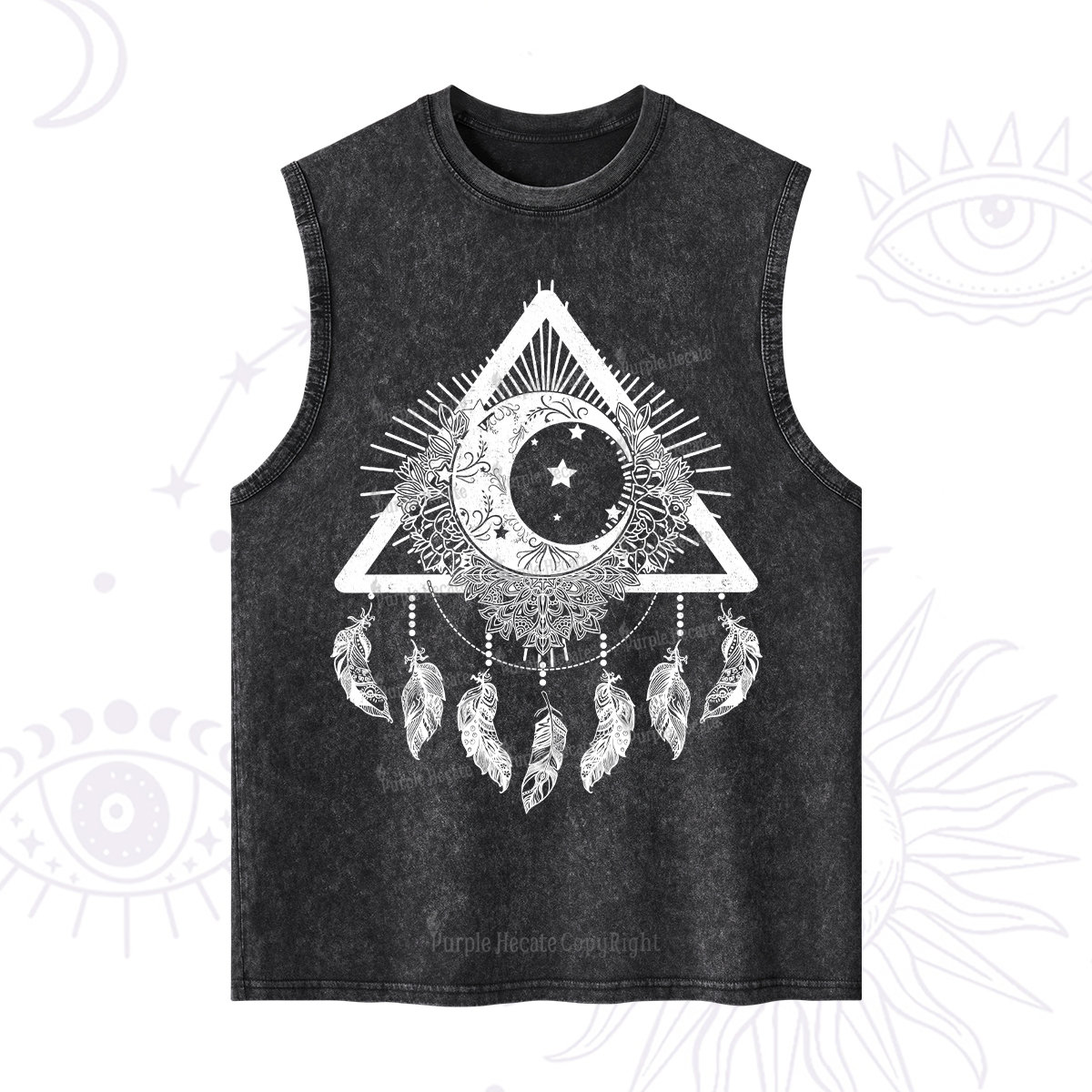 Purplehecate Starry Moon Dreamcatcher Washed Tank