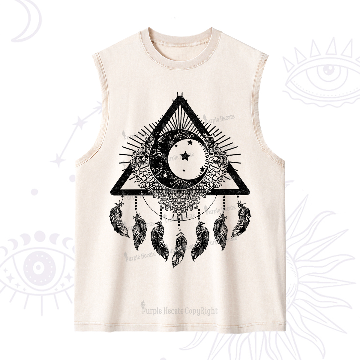Purplehecate Starry Moon Dreamcatcher Washed Tank