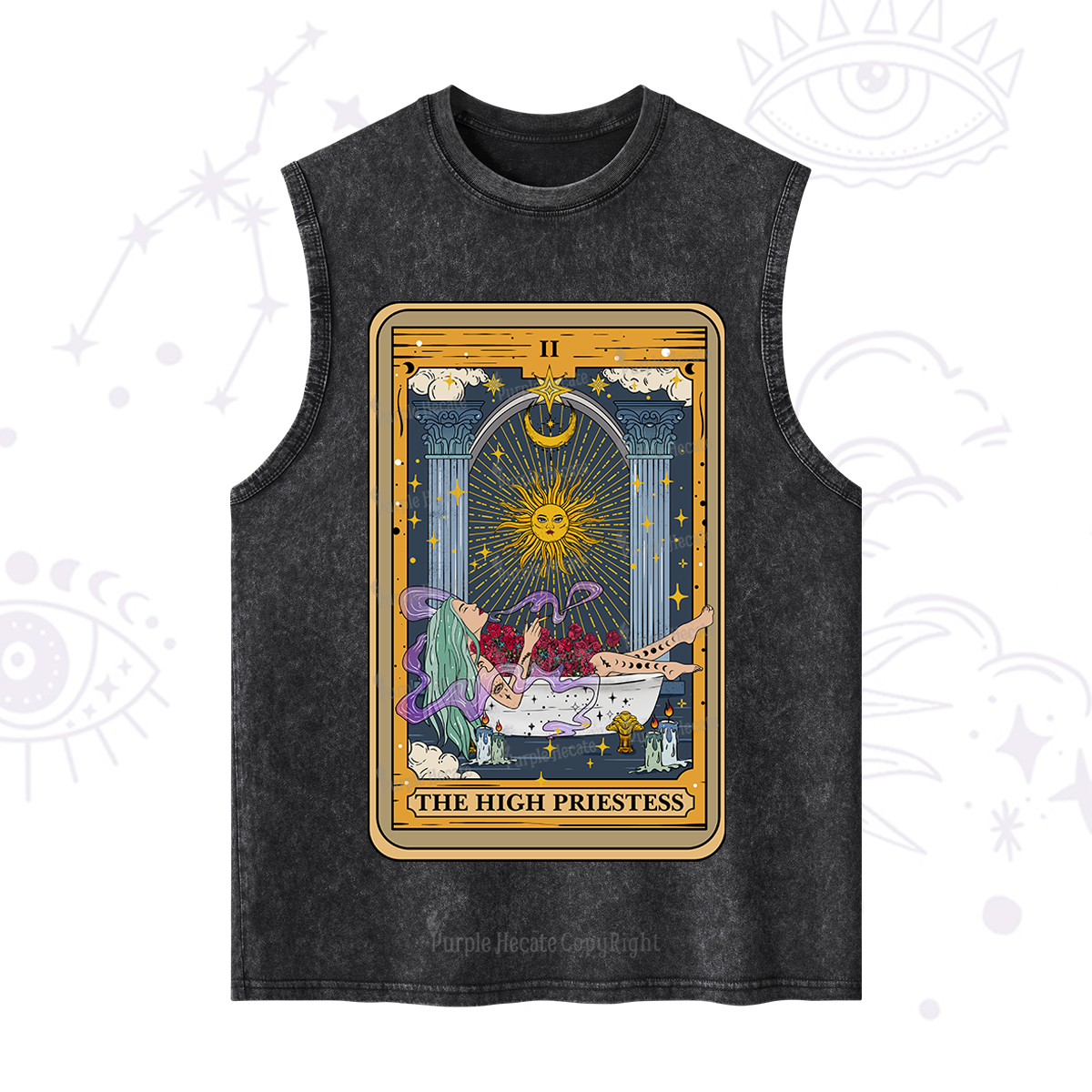 Purplehecate The High Priestess Tarot Card Washed Tank