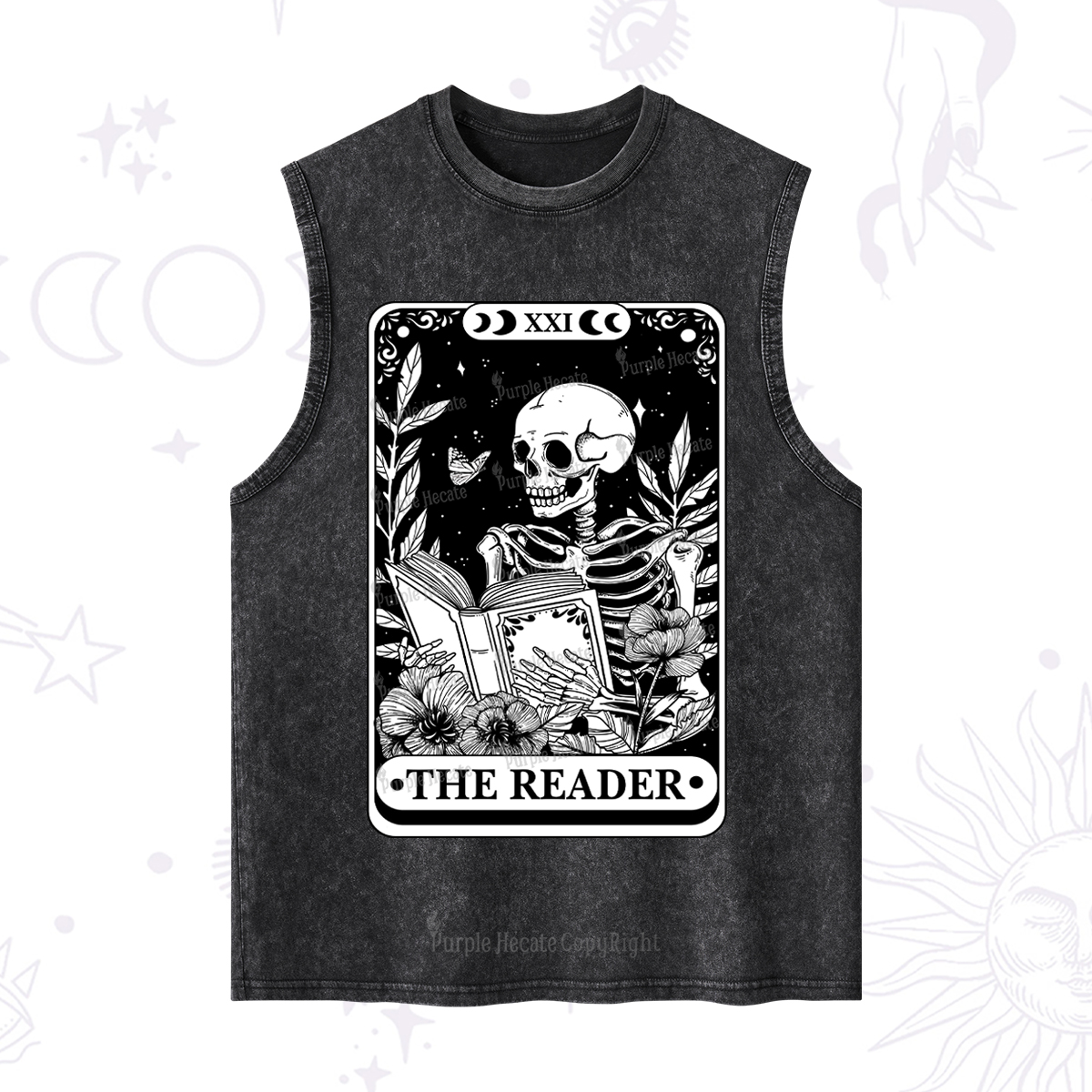 Purplehecate The Reader Tarot Card Washed Tank