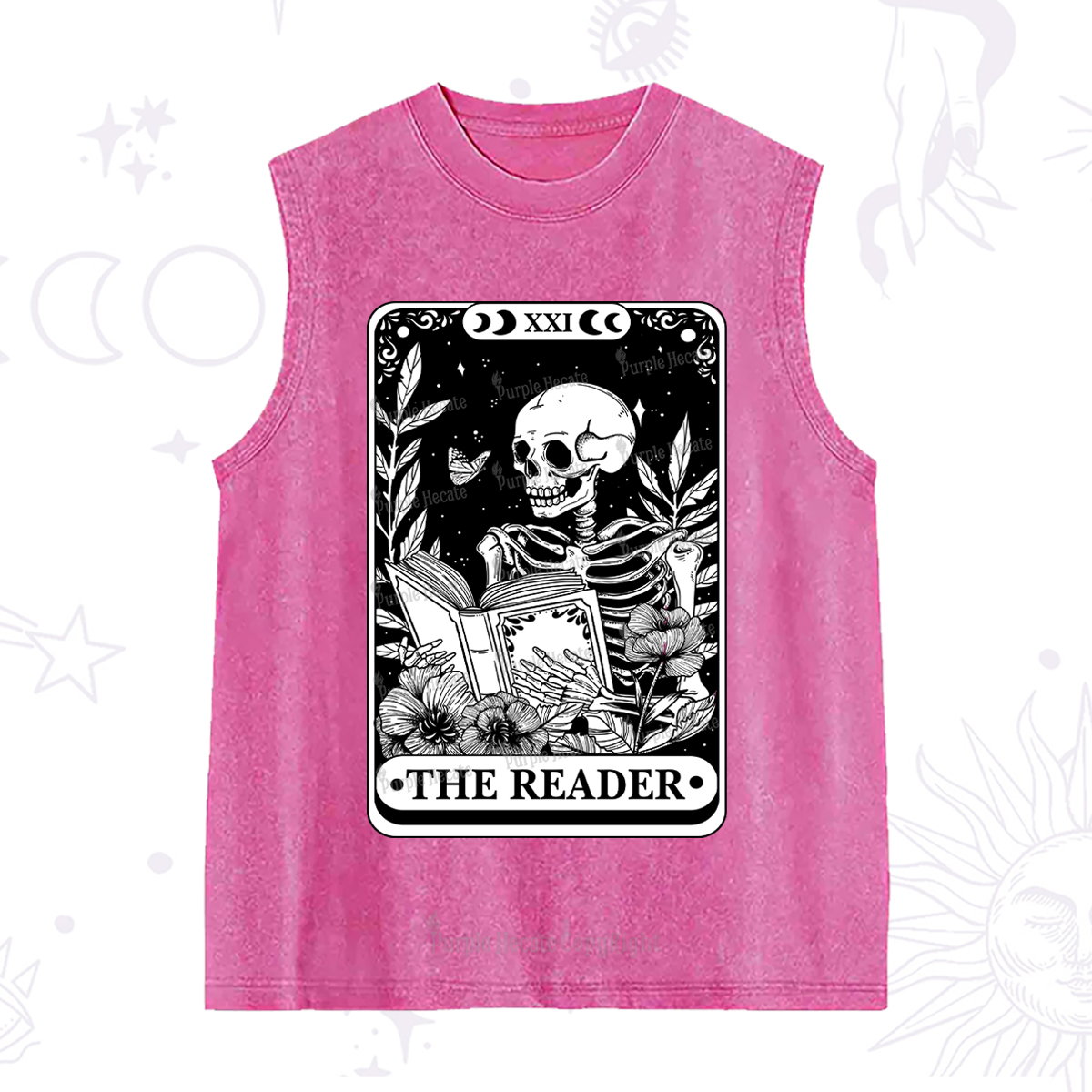 Purplehecate The Reader Tarot Card Washed Tank