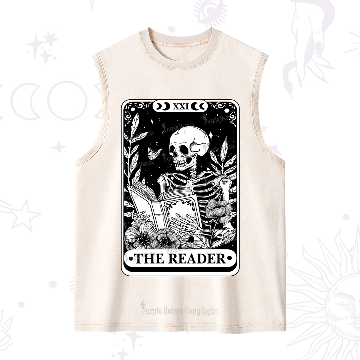 Purplehecate The Reader Tarot Card Washed Tank