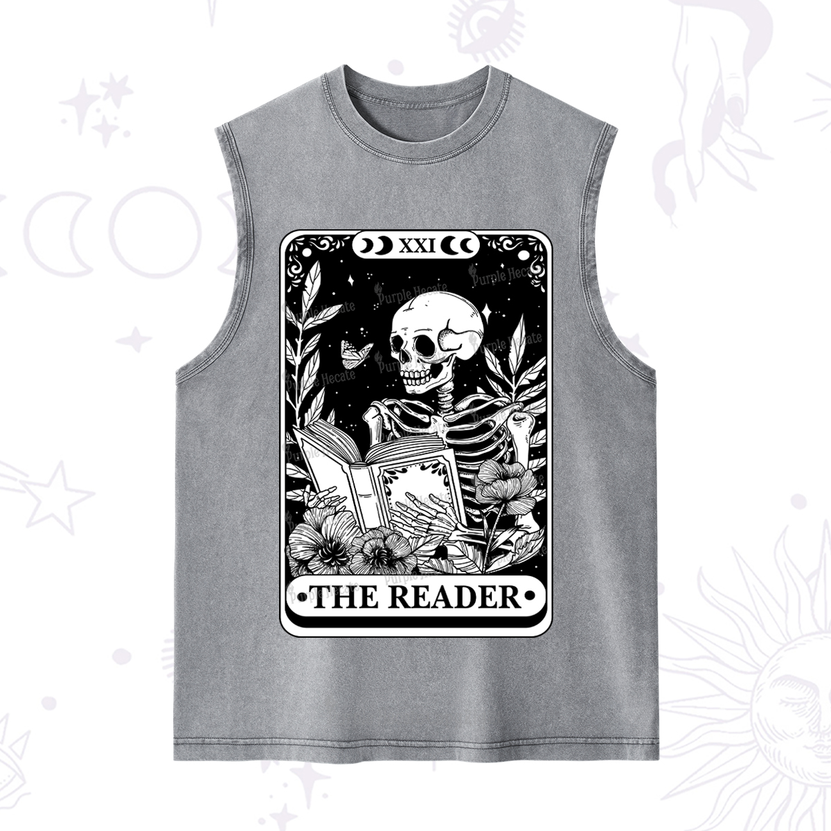 Purplehecate The Reader Tarot Card Washed Tank