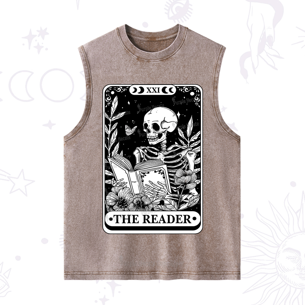 Purplehecate The Reader Tarot Card Washed Tank