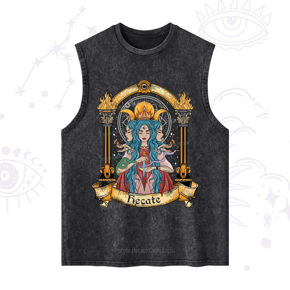 Purplehecate Triple Moon Goddess Hecate Washed Tank