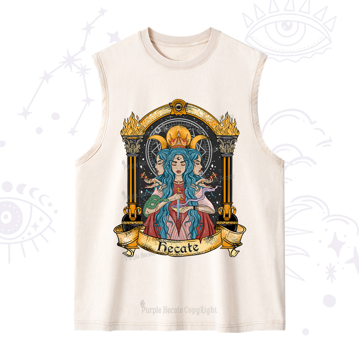 Purplehecate Triple Moon Goddess Hecate Washed Tank